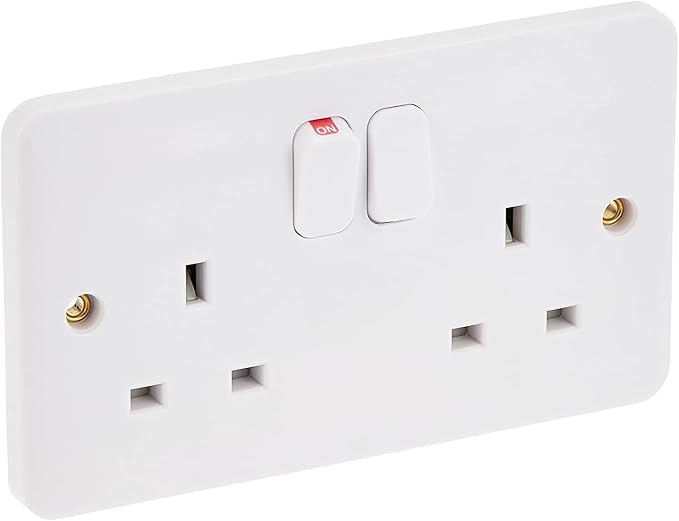 Standard Switch Socket White, 2 gang 13a