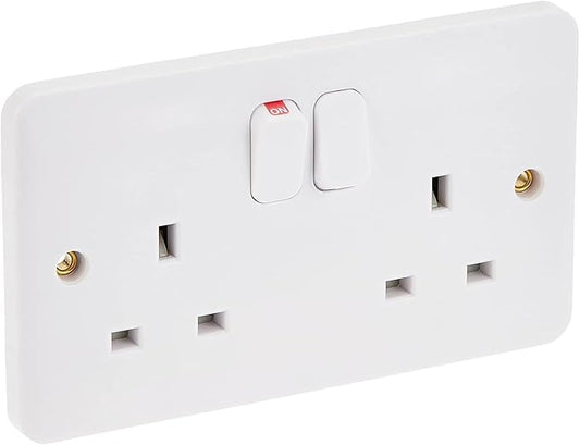 Standard Switch Socket White, 2 gang 13a