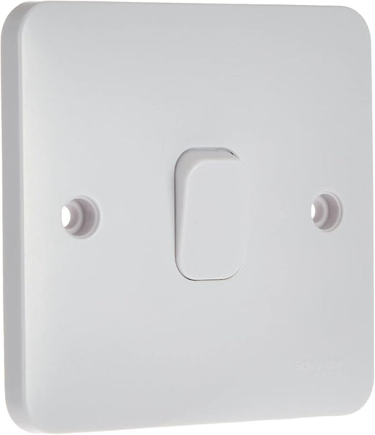 1 Gang, Switch,  1-way plate switc - 1 gang - 10AX - white,