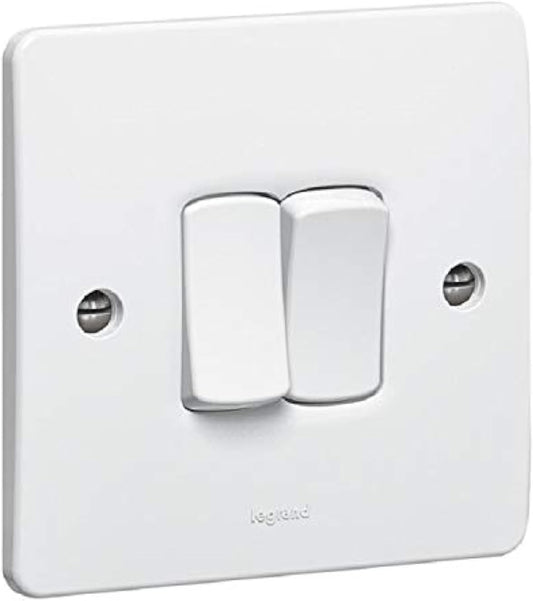 SINGLE POLE SWITCH 2 GANG - 1 WAY - 10 AX - 250 V - WHITE