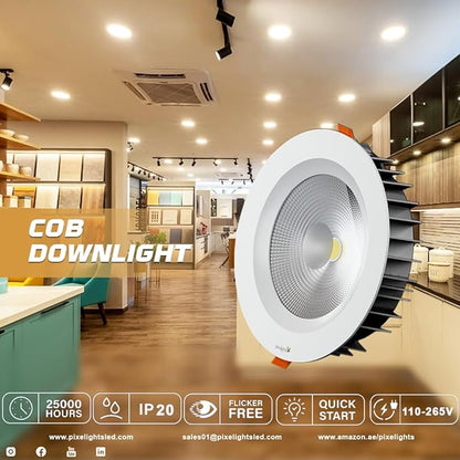 6" 20W LED COB Downlight, Metal body, Mounting Hole: 14-15cm dia, Non-Dimmable, 2years Warranty, 220-240V, Lifetime: 25000Hours. (Single Pack)