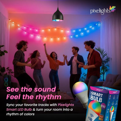 SMART BULB E27 WiFi LED, 2Years Warranty, Music Sync, 16 Million Colors, Voice Control, works with Alexa and Google Assistant, Timer Function, Control from Anywhere.