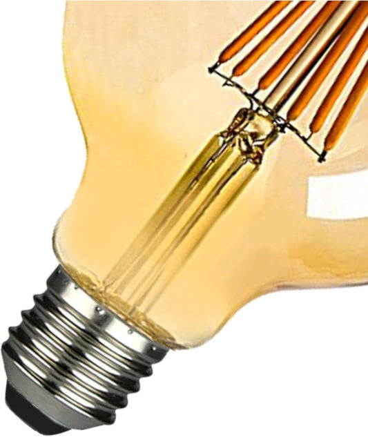 Mega Globe Filament Bulb, 60W Equivalent, 2Years Warranty, G80 (80mm*120mm) 6W LED E27 Edison Bulb, 2700K Warm White, 25000hr Lifespan, Antique Golden Glass Decoration Bulb