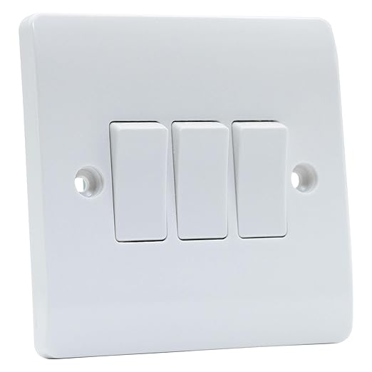 10A 3-Gang 1 Way Switch. White