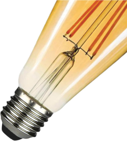 LED Vintage Edison Bulb, 6W E27, ST64 Golden, 2700K Warm White, 2Years Warranty, Antique Style Retro, 600Lumens, 25000Hr Long Life, CE