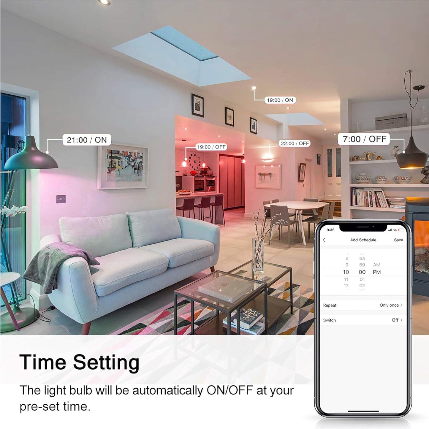 SMART BULB E27 WiFi LED, 2Years Warranty, Music Sync, 16 Million Colors, Voice Control, works with Alexa and Google Assistant, Timer Function, Control from Anywhere.