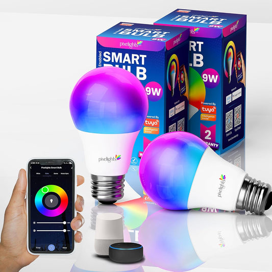 SMART BULB E27 WiFi LED, 2Years Warranty, Music Sync, 16 Million Colors, Voice Control, works with Alexa and Google Assistant, Timer Function, Control from Anywhere.
