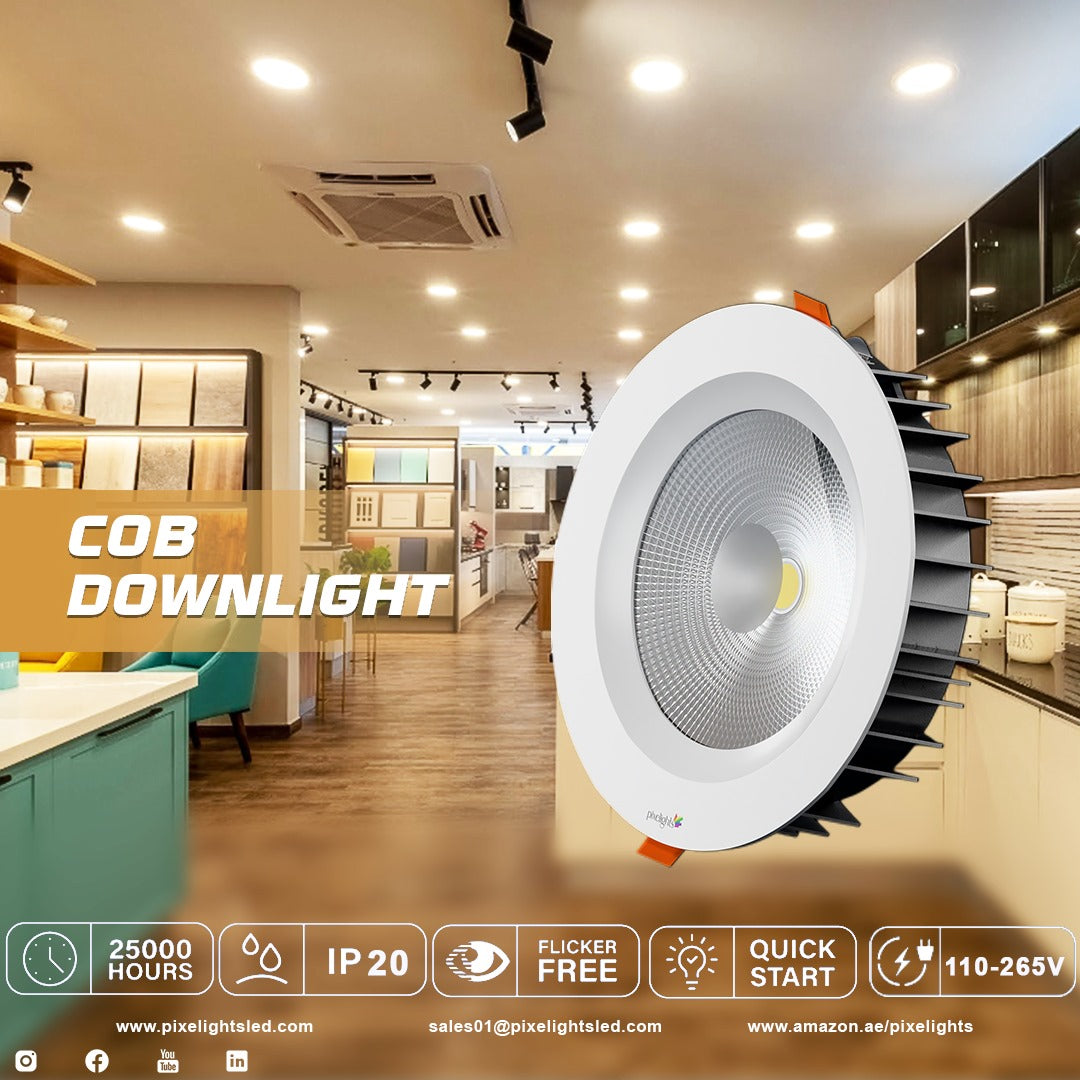 6" 20W LED COB Downlight,Metal body, Mounting Hole: 14-15cm dia, Non-Dimmable, 2years Warranty, 220-240V, Lifetime: 25000Hours. (Single Pack)