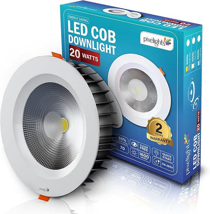 6" 20W LED COB Downlight, Metal body, Mounting Hole: 14-15cm dia, Non-Dimmable, 2years Warranty, 220-240V, Lifetime: 25000Hours. (Single Pack)
