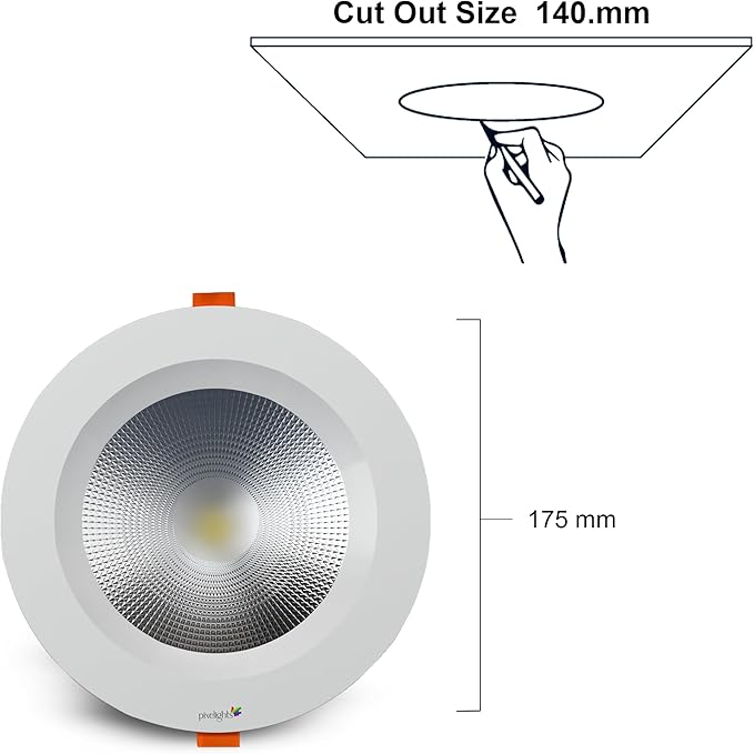 6" 20W LED COB Downlight,Metal body, Mounting Hole: 14-15cm dia, Non-Dimmable, 2years Warranty, 220-240V, Lifetime: 25000Hours. (Single Pack)