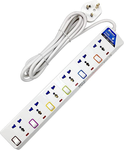 N Narken Narken TC E6-5 E-Series Extension Cord, 6 Ways 5 Meter Electric Universal Power Strip wire, 13A Fuse surge With Separate Single Switch and Indicate light, Max 13A, 3250W, AC 250V